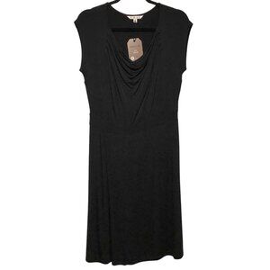 NWT CAbi Solid Black Cowlneck Relaxed Short Sleeve Dress Medium